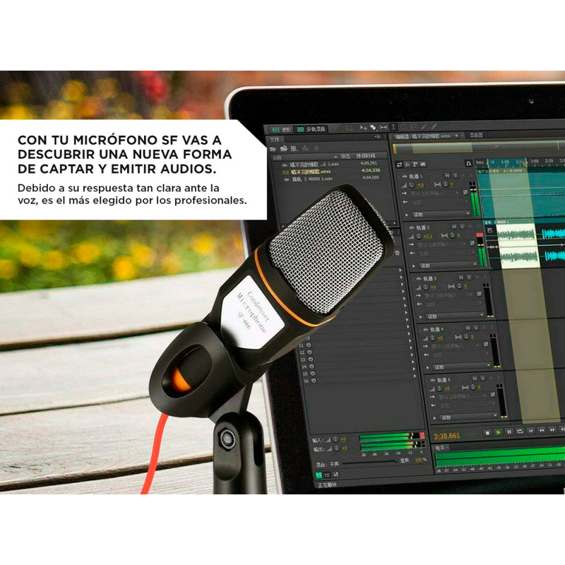 Micrófono Condensador SF - 666 Trípode PC 3