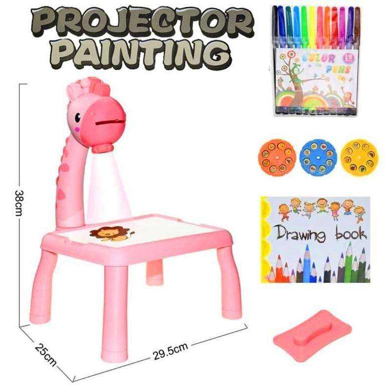 MESA DE DIBUJO PROYECTOR ANIMALES (ROSA)